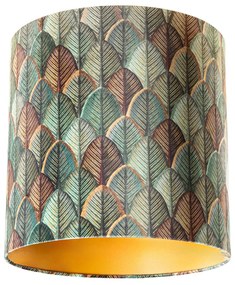 Abajur de Veludo com Design de Folhas e Interior Dourado 40/40/40