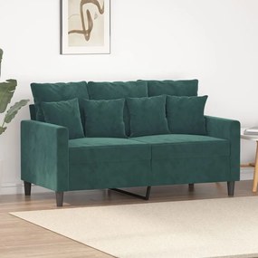 Sofá Cinha de 2 Lugares - Cor Verde Esmeralda - 138x77x80 cm - Em Velu