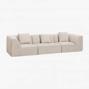 Sofá Modular De 3 Peças Estofado Cardea Chenille Bege Creme - Sklum