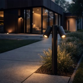 Candeeiro de pé para exterior preto 50 cm 2 luzes ajustáveis - Duo