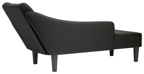 Chaise lounge com apoio de braço direito em tecido preto