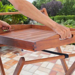 Carrinho de Cozinha de jardim com rodas em madeira de acácia com certificação FSC®.Castanho