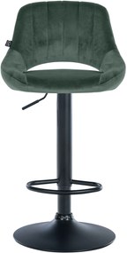 Banco alto Milet em veludo com estrutura preta 85-106 x 47 x 48 cm Verde