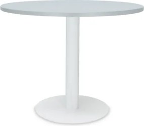 Mesa de Reunião Redonda 1000x750 mm – Tampo Cinza em Melamina, Estrutura Branco