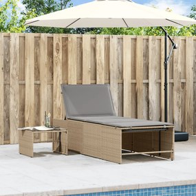 Espreguiçadeiras modulares com mesa 2 pcs vime PE bege