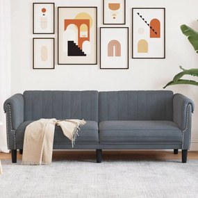 vidaXL Sofá de 3 lugares veludo cinzento-escuro