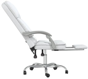 Cadeira escritório massagens reclinável couro artificial branco