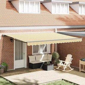 vidaXL Toldo Retrátil Manual Laranja e Branco 450x300 cm