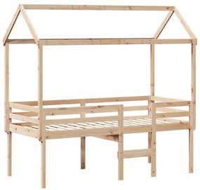Cama alta com telhado 75x190 cm pinho maciço