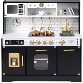 Cozinha de brincar em madeira para crianças com luzes e sons realistas 85 x 29 x 88 cm Preto