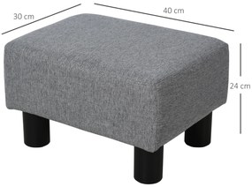 Apoio para os Pés de Sala de Estar Banco Retangular com Estrutura de Madeira para Sala de Estar 40x30x24 cm Cinzento