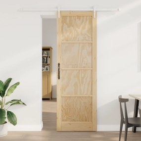 Porta Deslizante vidaXL com Kit de Hardware 78x232 cm Madeira Sólida de Pinho