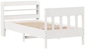 Cama sem colchão 90x200 cm madeira de pinho maciça branco