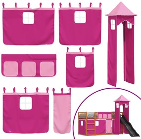 Beliche com escorrega e cortinas 90x190 cm rosa