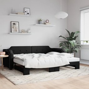 vidaXL Sofá-cama com gavetão 100x200 cm tecido preto