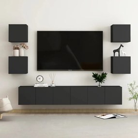 Conjunto de 7 Móveis de Parede de TV Funchal S - Preto - Design Modern