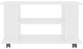 Móvel de TV com rodas 80x40x45 cm deriv.madeira branco