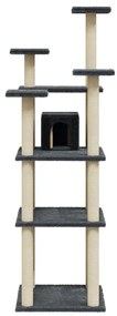 Árvore p/ gatos c/ postes arranhadores sisal 171cm cinza-escuro