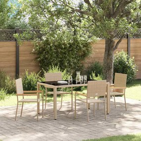 Conjunto de Jantar de Jardim vidaXL 5 Peças Bege em Rattan