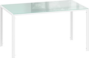 HOMCOM Mesa de Refeição de Vidro Mesa Retangular para 6 Pessoas com Pés de Metal 140x80x75 cm Branco | Aosom Portugal