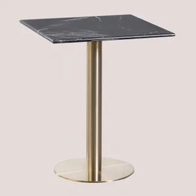 Square Cosmopolitan Marble Bar Table Mármore Nero Marquina & ↔︎ 60 Cm & Ouro Champagne - Sklum