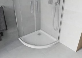 Mexen Rio cabine de duche semicircular 80 x 80 cm, fosco, cromado + base de duche Flat, branco - 863-080-080-01-30-4110