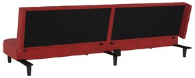 Sofá-cama de 2 lugares veludo vermelho tinto