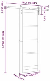 Porta Deslizante vidaXL com Conjunto de Ferragens 'ORKDAL'73.5x198.5 c