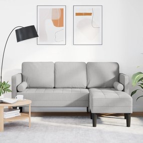 Sofá L de 3 Lugares vidaXL Cinza Nuvem 160 cm Tecido