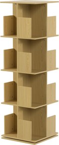 HOMCOM Estante Giratória de 4 Níveis, Prateleira de Armazenamento com 16 Compartimentos, 39 x 39 x 128,3 cm, Carvalho | Aosom Portugal
