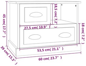 Mesa de cabeceira 60x39x45 cm preto