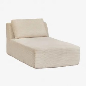 Chaise Longue Temple De Veludo Cotelê Embalado A Vácuo Bombazina Crema Linho - Sklum