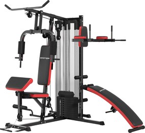 SPORTNOW Estação de treino multifuncional com bloco de 65 kg, ajustável, para treino em casa, aço, couro sintético | Aosom Portugal