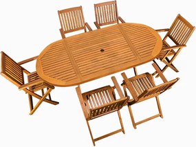 Conjunto de jardim Boston 7 peças em madeira de acácia