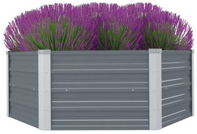 Canteiro jardim elevado 129x129x46cm aço galvanizado cinzento