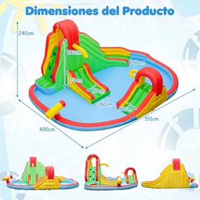 Castelo Insuflável Infantil, 511 x 400 x 240 cm, 3 Escorregas (SEM SOPRADOR), Multicolor