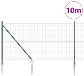 Cerca Euro com 7 Postes de Ponta 1.4x10 m de Aço Galvanizado Verde