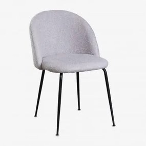 Pack de 4 Cadeiras de Jantar em Chenille Kana Design Gris Claro & - Sklum