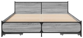 Estrutura de cama c/ gavetas derivados madeira cinza sonoma