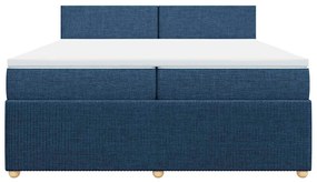 Cama com molas/colchão 200x200 cm tecido azul