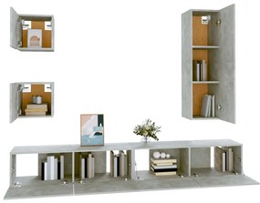 Conjunto móveis de TV 5 pcs madeira processada cinzento cimento