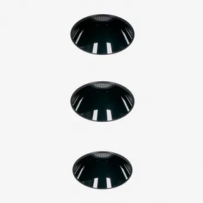 Pack De 3 Downlights Led Embutidos Sem Moldura Trimless Redondos Ø6,8 Cm Para Exterior Em Alumínio Luisiana Branco Cálido 2700k & Preto & 8 W & 23º -