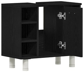 Armário de Banheiro vidaXL Preto Carvalho 60x32x54 cm Madeira Engenhar