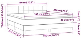 Cama box spring c/ colchão e LED 180x200 cm tecido azul