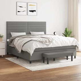 vidaXL Cama com molas/colchão 160x200 cm tecido cinzento-escuro