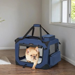 Caixa dobrável de transporte para cães 50 x 35 x 35 cm azul