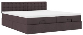 Estrutura de cama otomana com colchões tecido castanho escuro