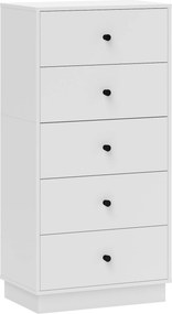 HOMCOM Cômoda Sideboard com 5 gavetas Móvel em painel de madeira estilo moderno 47 x 29 x 95 cm Branco | Aosom Portugal