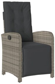 5 pcs conjunto de jantar p/ jardim c/ almofadões vime PE cinza