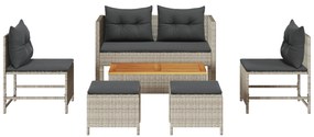 Conjunto de Sofás para Exterior Cinza claro e cinza escuro